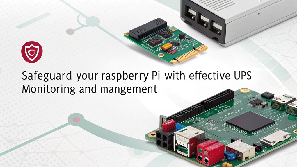 An infographic illustrating Monitoring and Managing the UPS for Raspberry Pi usage. Include key benefits, setup tips, and troubleshooting advice.