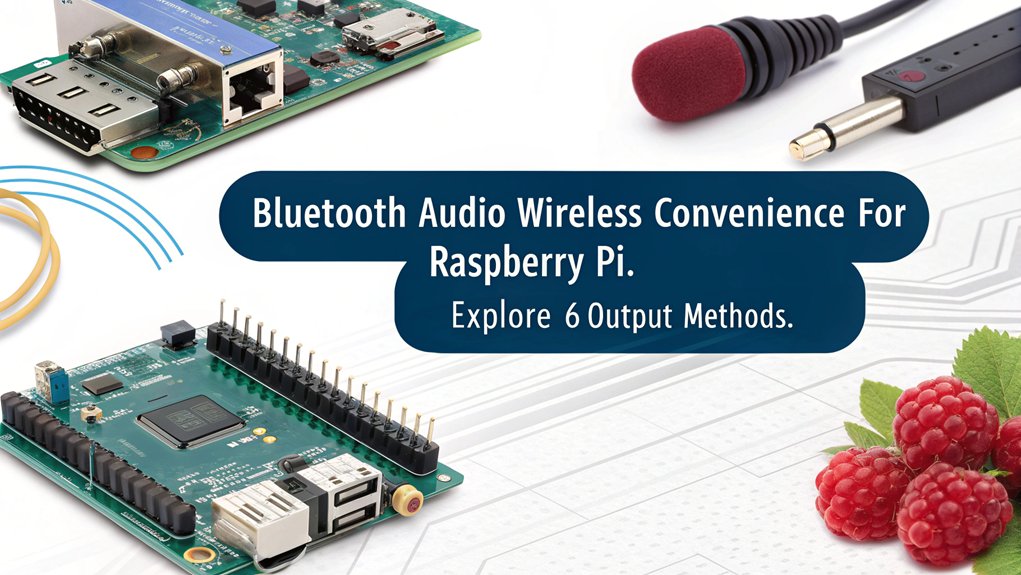 An infographic highlighting Bluetooth Audio for Raspberry Pi. Explore its advantages, connectivity options, and compatibility with various audio devices.
