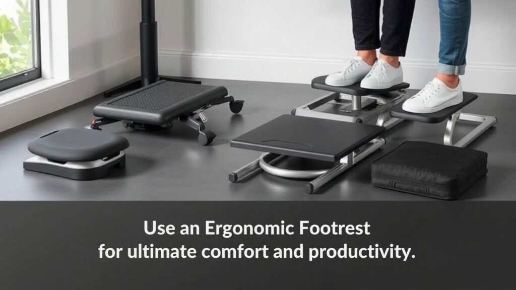 Showing the use of Ergonomic Footrests for home offices.
