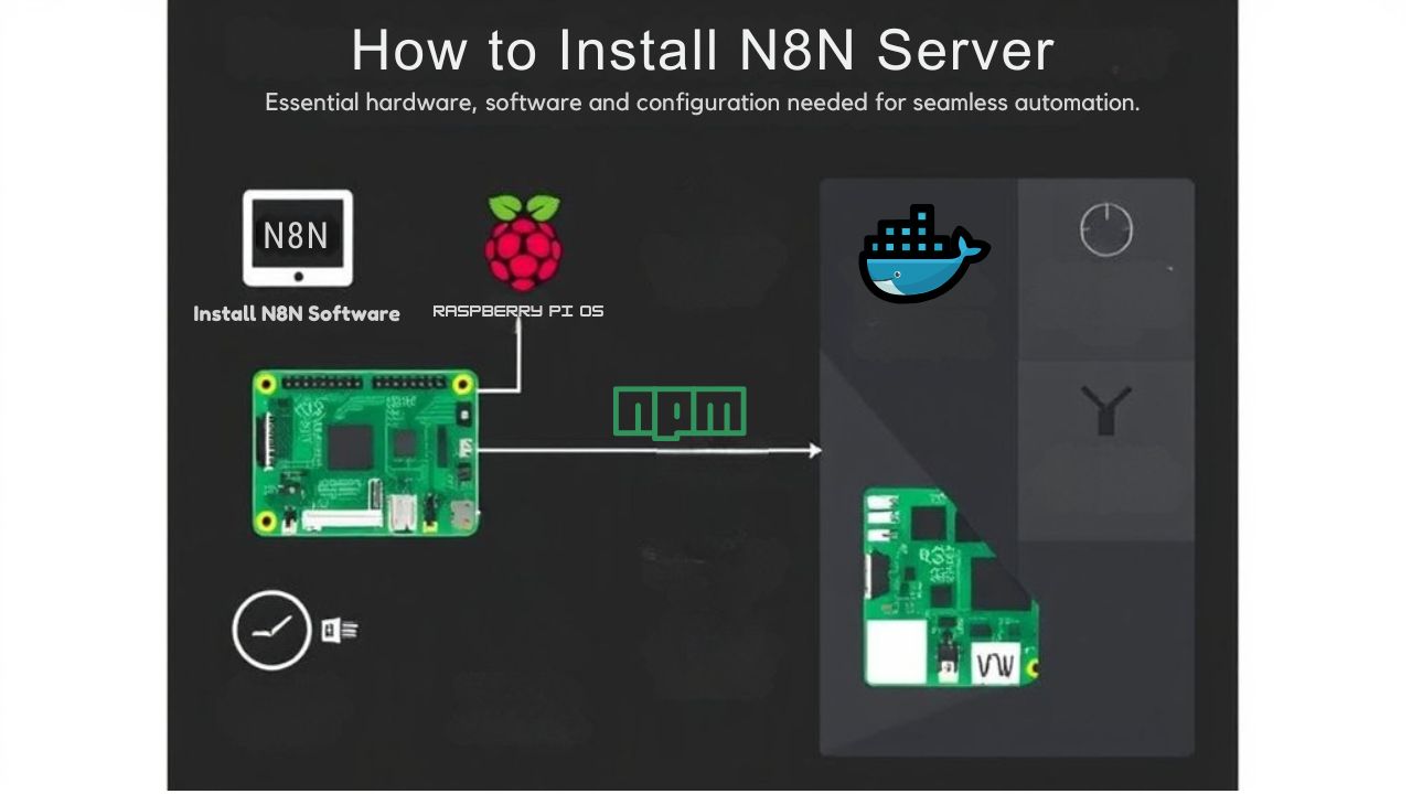 An infographic about running an N8N server on a Raspberry Pi.