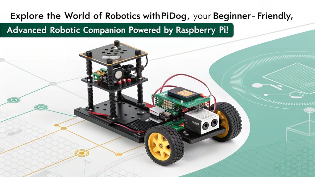 An infographic showcasing the SunFounder PiCar-X as a top Raspberry Pi robotics project for beginners. Highlight its features, versatility, and ease of use