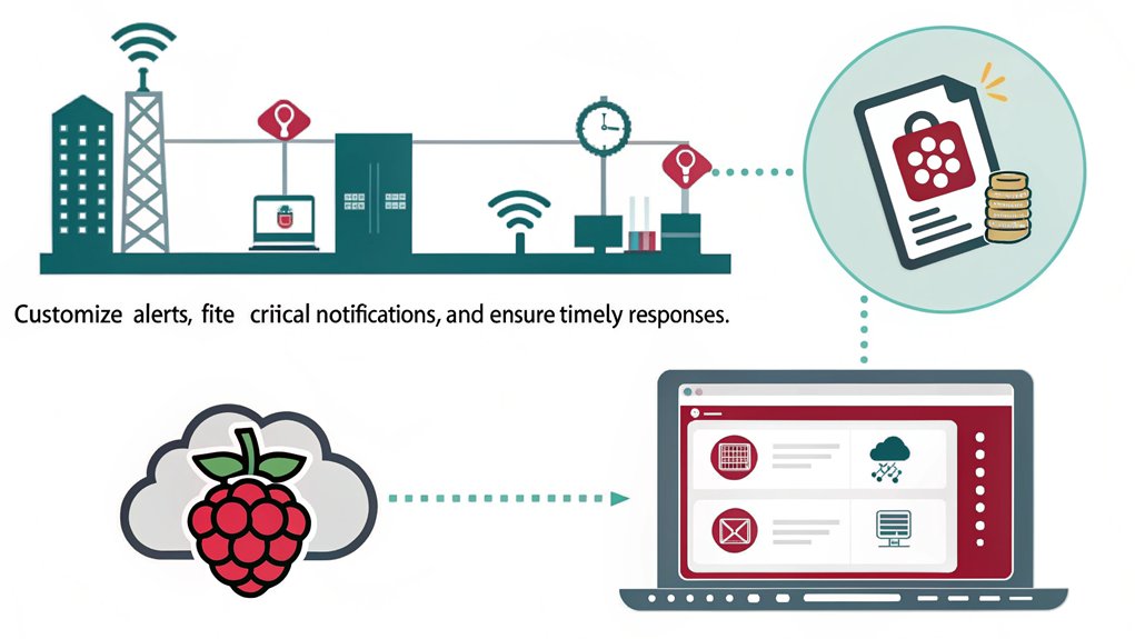 An infographic on managing alerts and notifications while creating a Raspberry Pi IDS with Pialert. Highlight best practices and configuration tips.