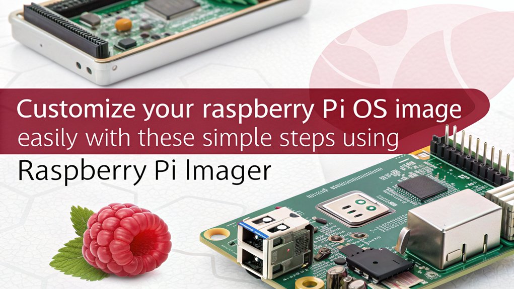 An infographic showcasing "How To Create A Custom OS Image With Raspberry Pi Imager." Highlight the steps involved in the process, emphasizing user-friendly tips and tools.