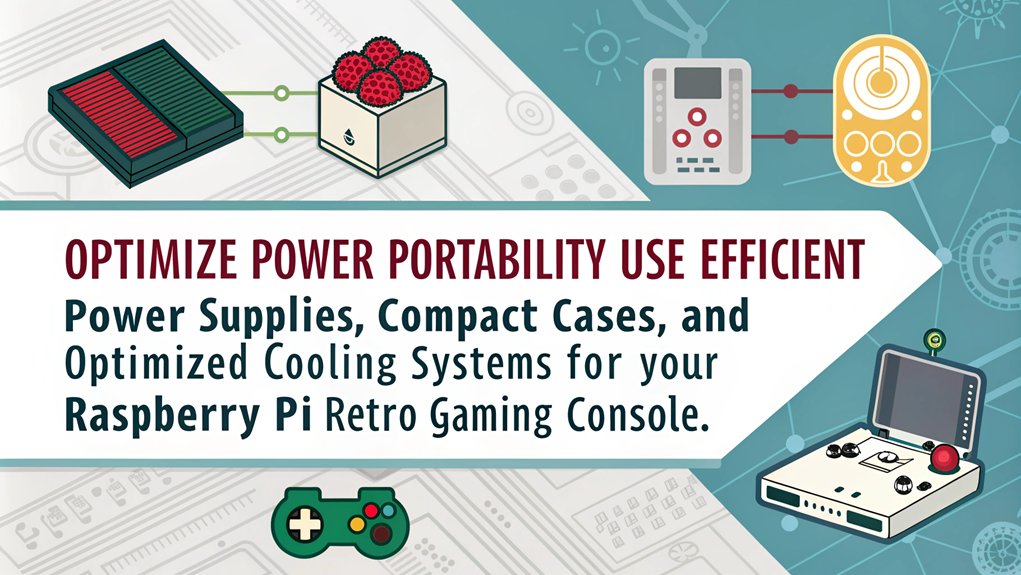 An infographic to illustrate tips for optimizing power and portability when building retro gaming consoles with Raspberry Pi.