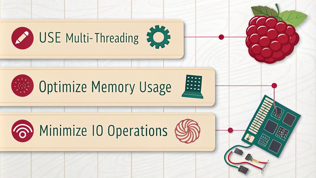 An infographic about optimizing script performance in the context of three tips for Python projects on Raspberry Pi.