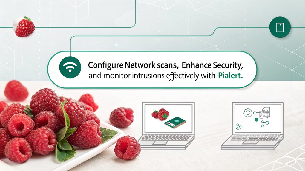 An infographic showcasing how to configure network scanning methods for a Raspberry Pi IDS with Pialert.