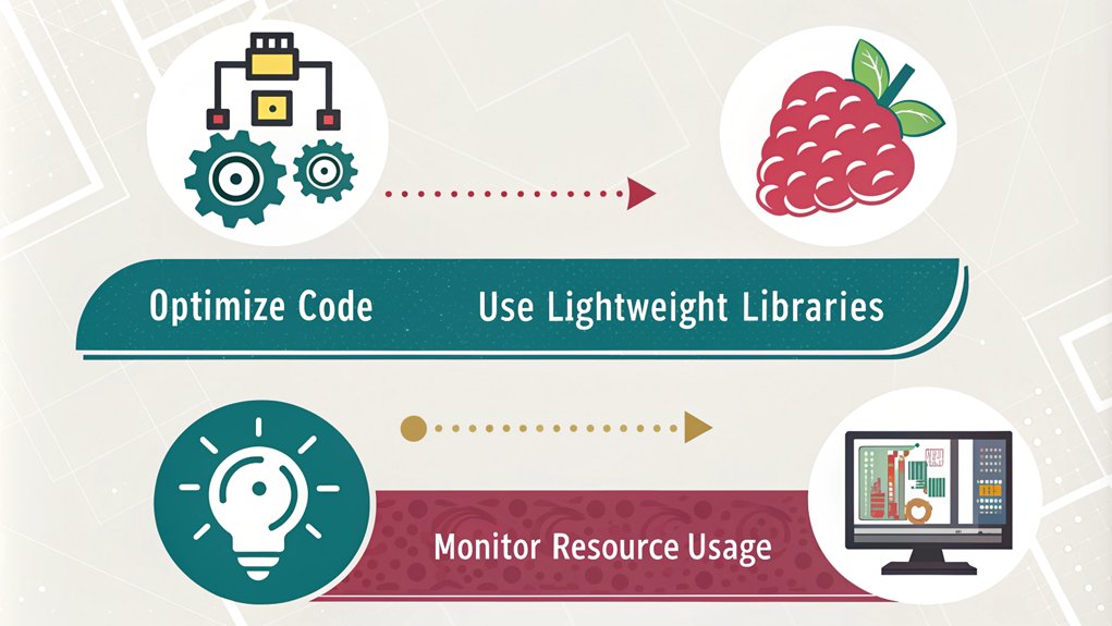An infographic about managing resource efficiency in the context of three tips for Python projects on Raspberry Pi.