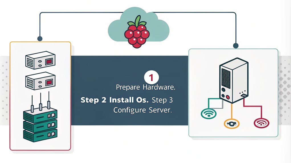 An infographic illustrating the steps to set up a Raspberry Pi web server for beginners.