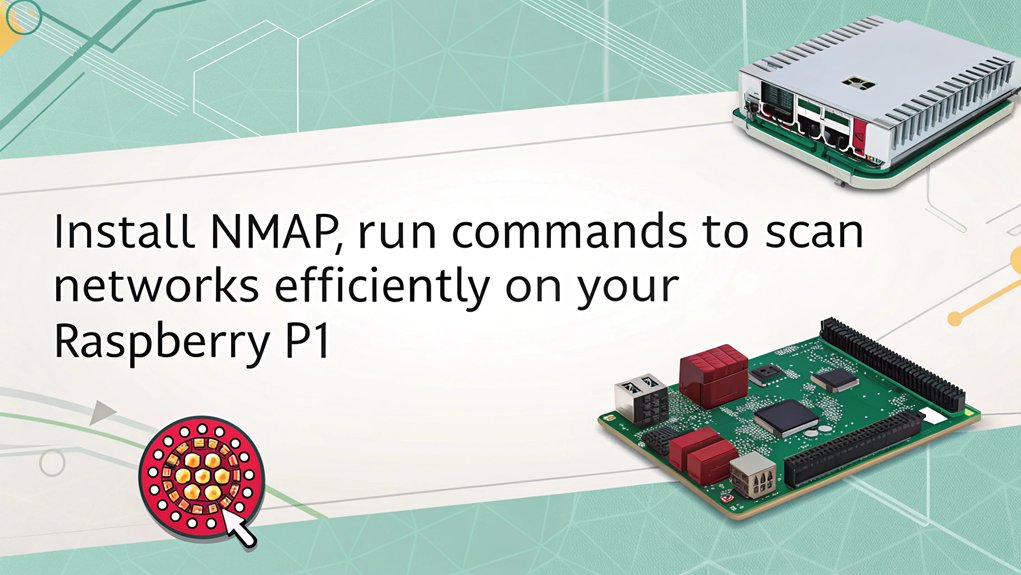 An infographic demonstrating how to execute Nmap commands after installing and running Nmap on a Raspberry Pi.