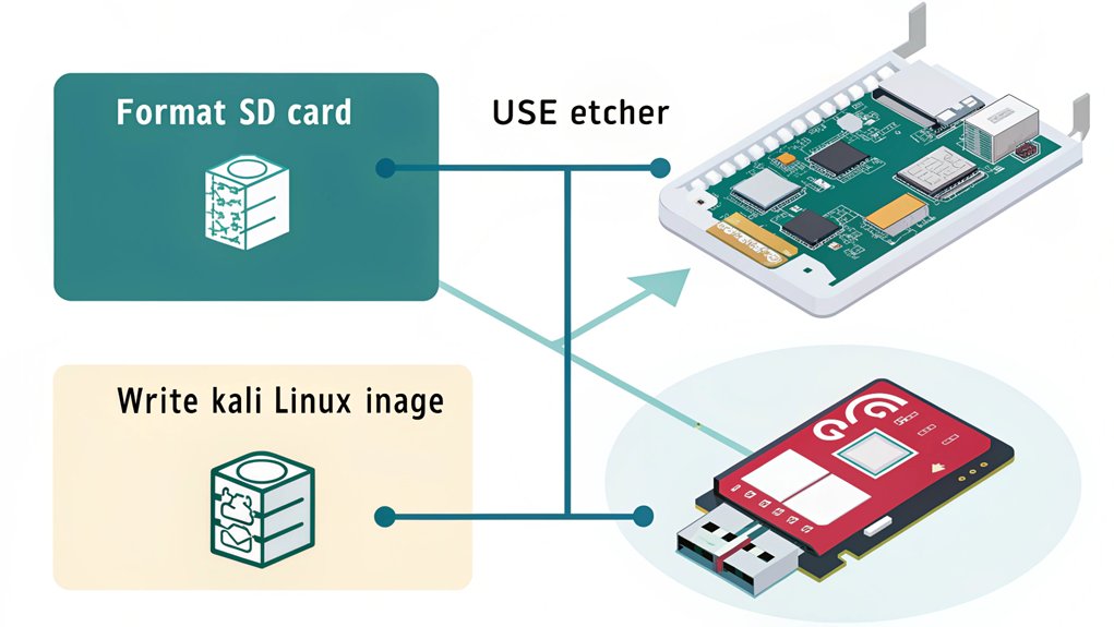 An infographic about Preparing the SD Card for Installation in Kali Linux on the Raspberry Pi. 