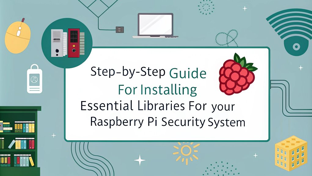 An infographic illustrating the steps for installing necessary libraries in your Raspberry Pi home security system. 