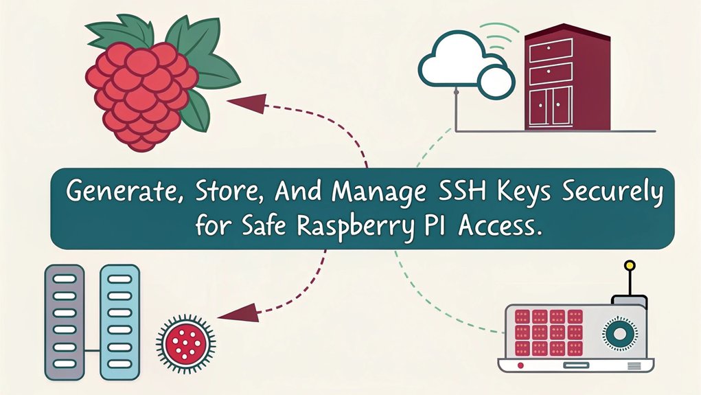 An infographic on managing SSH keys when using SSH on a Raspberry Pi.