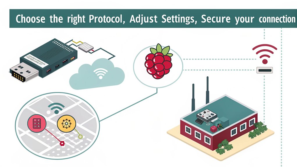 An infographic showcasing how to configure your VPN protocol and settings when creating a home VPN server with a Raspberry Pi.