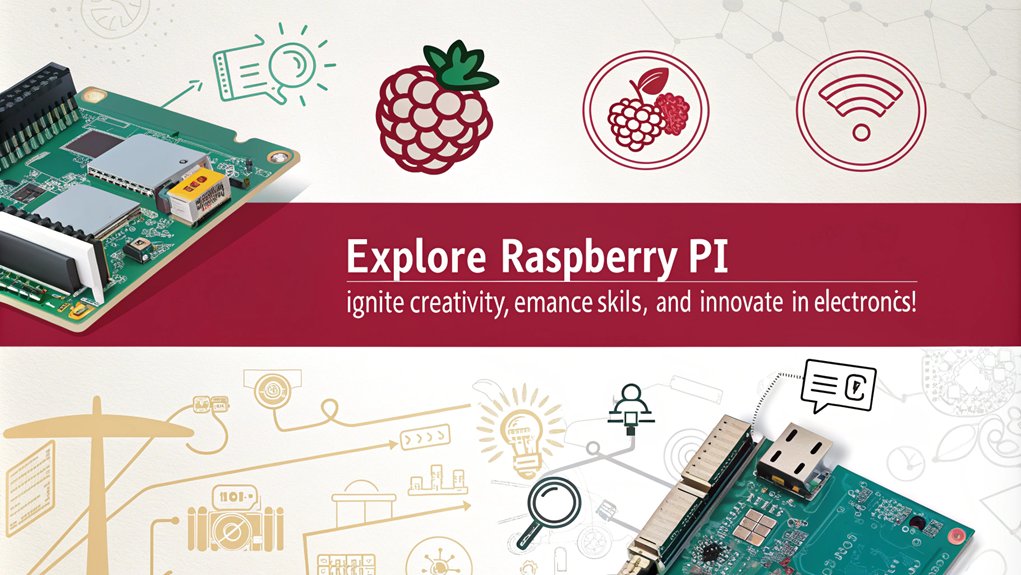 An infographic showcasing the benefits of Raspberry Pi projects in fostering innovation and creativity in electronics. Highlight hands-on learning, problem-solving, and community collaboration.