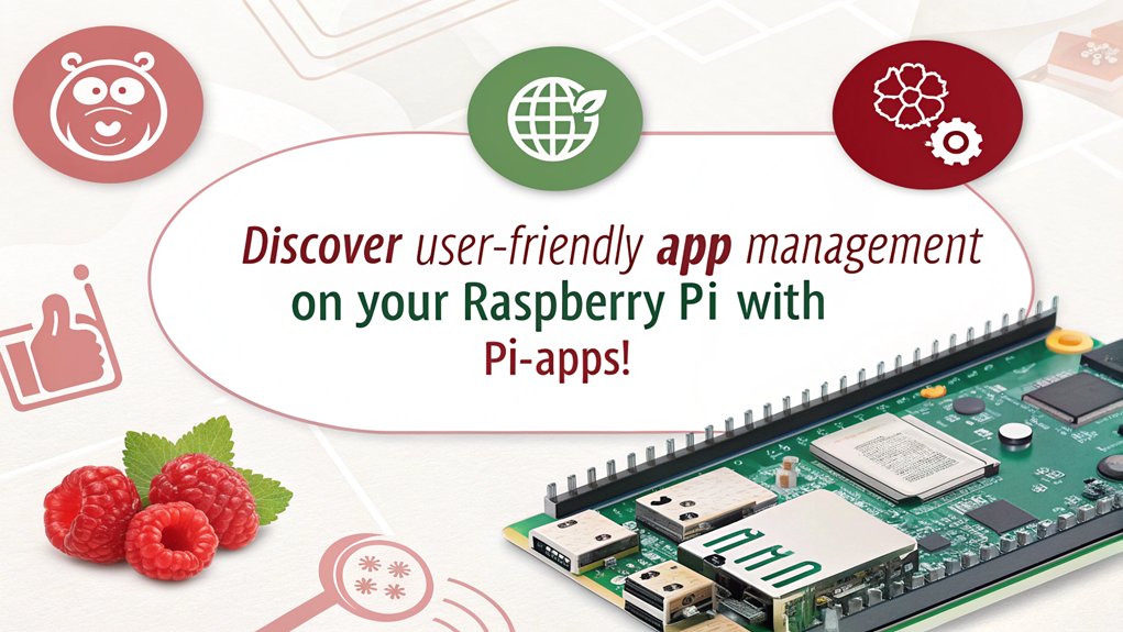 An infographic detailing the Pi-Apps interface for Raspberry Pi users. Highlight features and benefits of using Pi-Apps effectively.