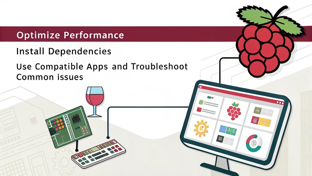 An infographic showcasing tips for successfully running Windows apps on Raspberry Pi using WINE