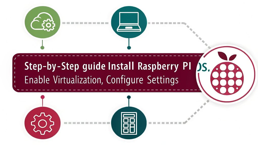 An infographic showing the steps to set up a Raspberry Pi for virtualization to run a Windows VM.