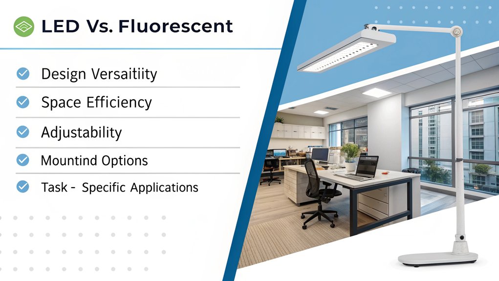 versatile design and usage of LED vs Fluorescent Desk Lamps