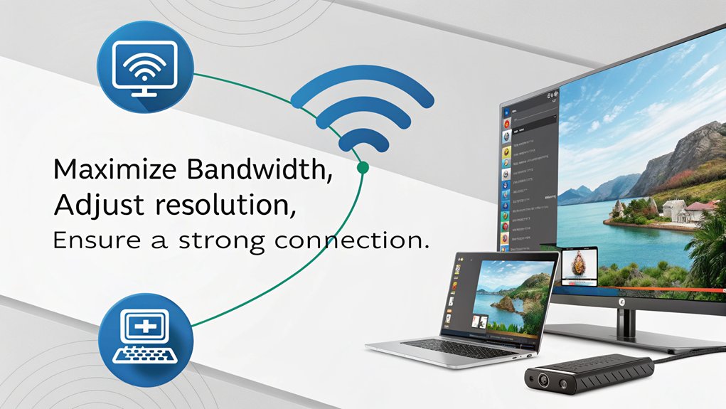 An infographic showcasing tips for optimizing streaming quality using Miracast with a Mini PC. 