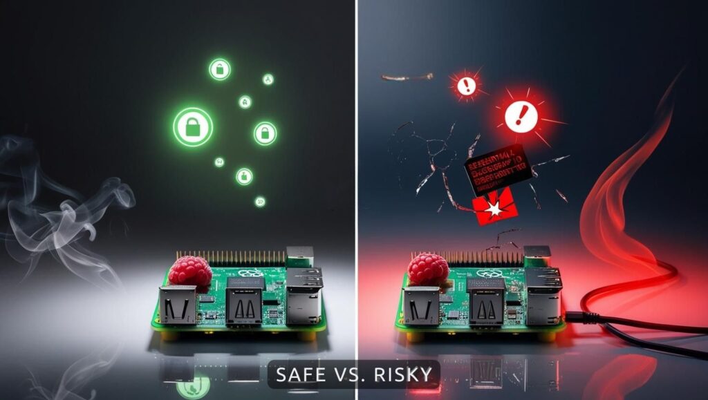 Updates for raspberry pi risks and benefits visualization showing the essential security improvements versus potential bricking risks
