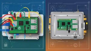 a hobbiest view vs production view of a raspberry pi, emphsizing why hardening of your raspberry pi is important