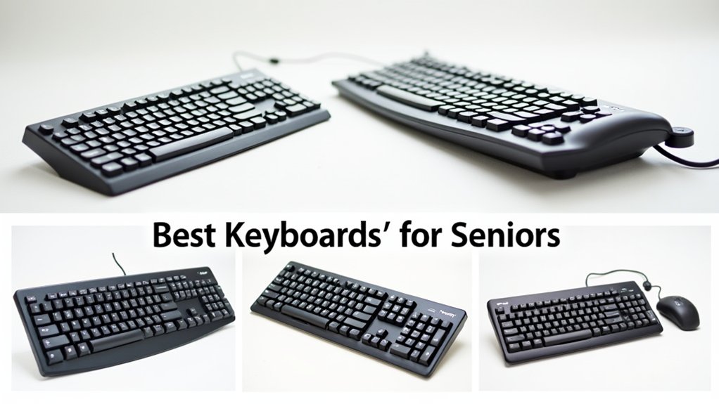 A collection of 5 keyboards introducing the idea of understanding the characteristics of the best keyboards for seniors