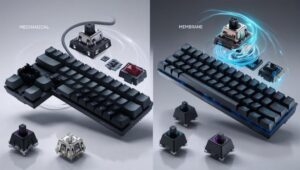 Comparison of mechanical, membrane and optical keyboard switches showing how mechanical keyboards work for gaming performance