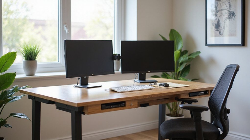 optimal dual monitor desk setup