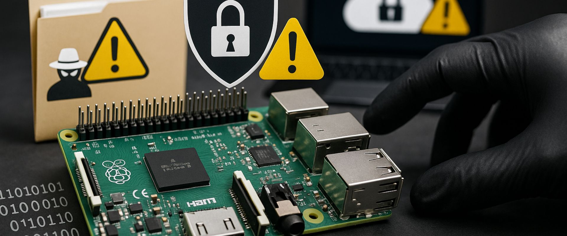Consequences of Raspberry Pi tampering illustrated with data theft and compromised cloud services, highlighting the cascading security failures beyond the device.